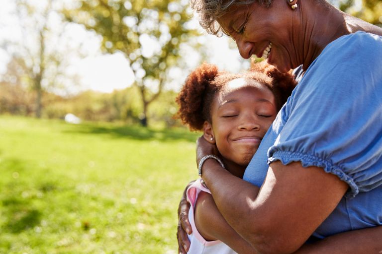 children helping grandparents